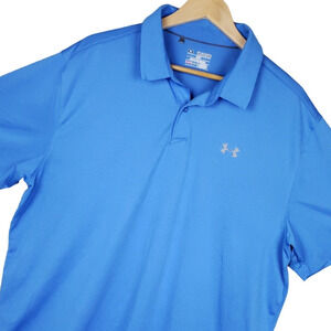 Under Armour UA Men's Golf Polo Shirt 2XL Blue HeatGear Short Sleeve Preppy